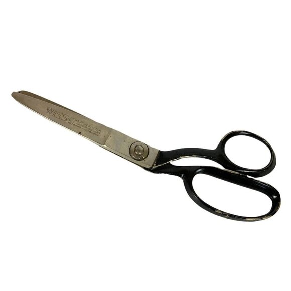 Wiss 9 inch Pinking Shears Black & Silver Vintage Drop Handle Newark NJ USA - Picture 3 of 7